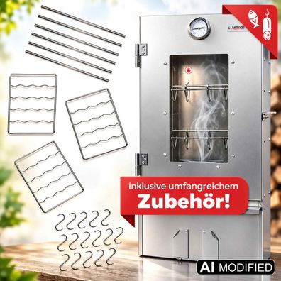 Räucherofen aus Stahl 80 cm hoch, mit verstellbaren Auflageschienen