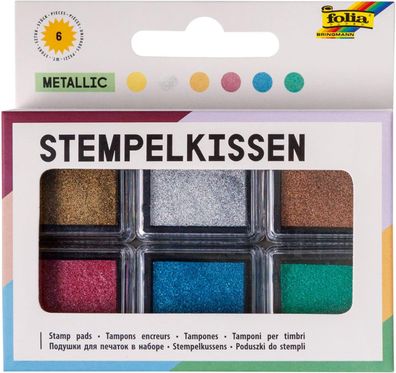 folia 30183 - Stempelkissen Set metallic, 6 Stempelkissen, in verschiedenen Farben, i