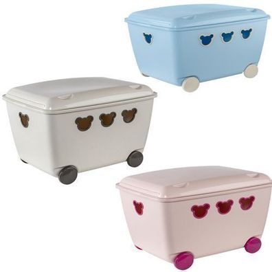 Spielzeugkiste Bear Box mit Deckel und Rollen Aufbewahrungsbox Bär 55L Boxen