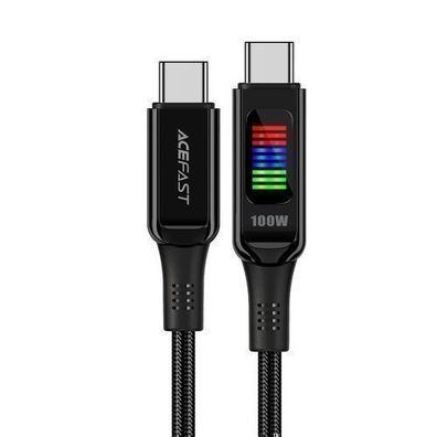 Acefast C7-03 USB-C auf USB-C Kabel 100W, 1,2m mit Display - Schwarz