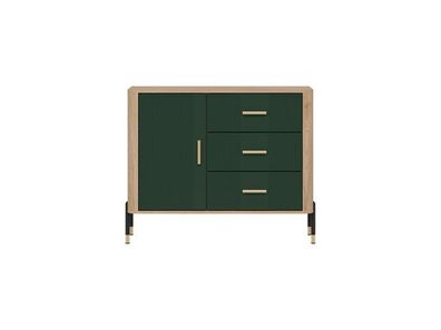 Kommode Dante DT03 Schubladenschrank - Cremona Eiche/Grün