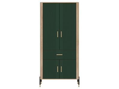 Kleiderschrank Dante DT16 Drehtürenschrank - Cremona Eiche/Grün