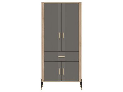 Kleiderschrank Dante DT16 Drehtürenschrank - Cremona Eiche/Grau