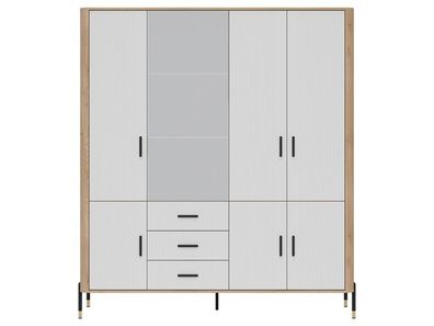 Kleiderschrank Dante DT17 Drehtürenschrank - Cremona Eiche/Weiß