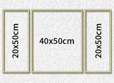 Goldfarbener Aluminium Bilderrahmen für Triptychons 80 x 50 cm