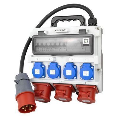 Baustromverteiler 2x16A 32A CEE 4x230V Mobilverteiler Griff und Kabel 32A CEE-Stecker