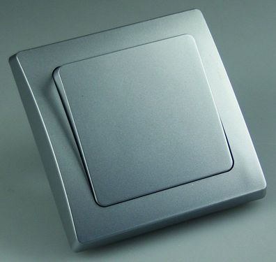 ChiliTec DELPHI Wechsel-Schalter, UP, silber 250V AC / 10A, inkl. Rahmen, Klemmanschl