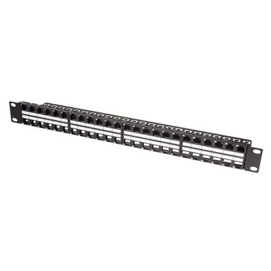 LogiLink Patchpanel 1 HE für 48 Keystone Buchsen schlank ungeschirmt schwarz (1er Fal
