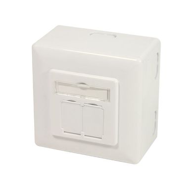 LogiLink CAT 6A Universal Anschlussdose UP + AP 2 x RJ45 STP reinweiß (1er Faltschach
