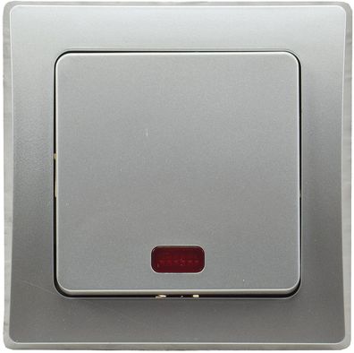 ChiliTec DELPHI Kontroll-Schalter mit Lämpchen 250V AC / 10A, inkl. Rahmen, UP, silbe