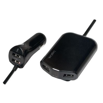 LogiLink USB Kfz Netzteil für Vorder & Rücksitze 2 x 2 USB Port 2 x 12 W (1er Blister