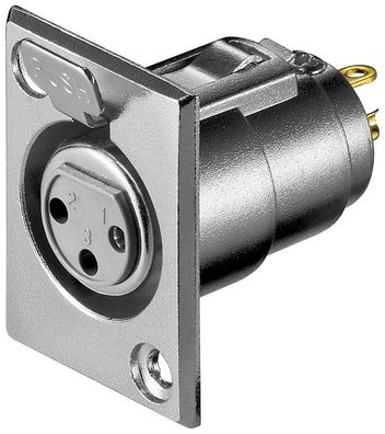 goobay Mikrofon Einbaubuchse XLR 3 Pin mit vergoldeten Kontakten/Verriegelung/vergold