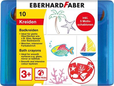Eberhard Faber 524110 - Badkreide für Kinder zum Malen und Zeichnen auf Fliesen und S