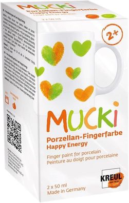 KREUL 26321 - MUCKi Porzellan-Fingerfarben Set Happy Energy 2x 50ml