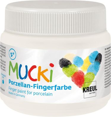 KREUL 26301 - MUCKi Porzellan-Fingerfarbe Flüsterweiß, 150 ml