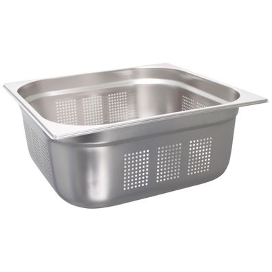 Schneider Gastronorm-Behälter 2/3 Edelstahl 150 mm Bodenlochung & Seitenlochung