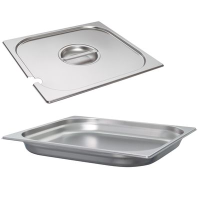 Schneider Gastronorm-Behälter Set 2/3 Deckel mit Löffelmulde 40 mm Edelstahl GN