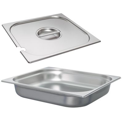 Schneider Gastronorm-Behälter Set 2/3 Deckel mit Löffelmulde 65 mm Edelstahl GN