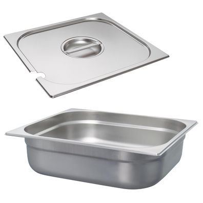 Schneider Gastronorm-Behälter Set 2/3 Deckel mit Löffelmulde 100 mm Edelstahl GN