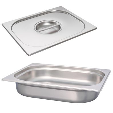 Schneider Edelstahl GN-Behälter Set 1/2 & Deckel 65 mm Gastronorm Buffet Einsatz
