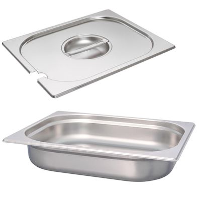 Schneider Edelstahl GN-Behälter 1/2 Set Deckel mit Löffelmulde 65 mm Gastronorm