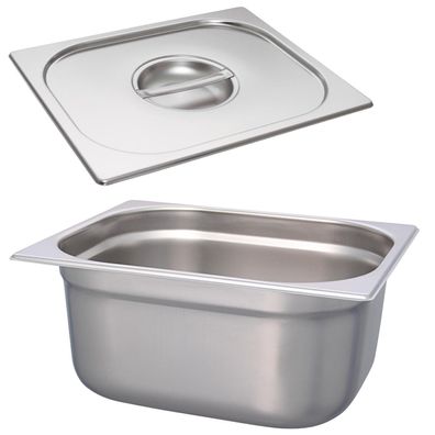 Schneider Edelstahl GN-Behälter Set 1/2 & Deckel 150mm Gastronorm Buffet Einsatz
