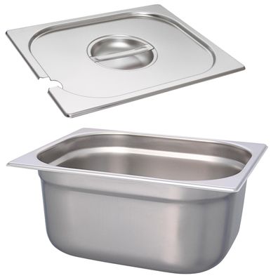 Schneider Edelstahl GN-Behälter 1/2 Set Deckel mit Löffelmulde 150 mm Gastronorm