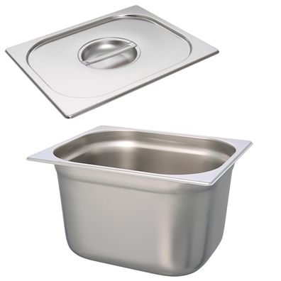 Schneider Edelstahl GN-Behälter Set 1/2 & Deckel 200mm Gastronorm Buffet Einsatz