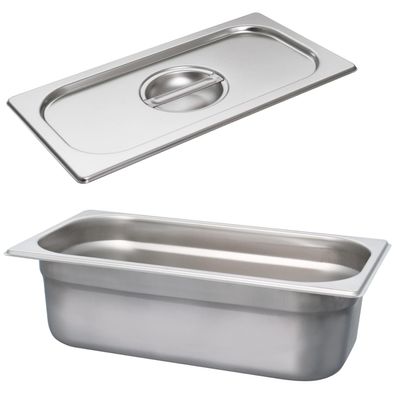 Schneider GN-Behälter 1/3 mit Deckel Edelstahl 100 mm Gastronorm Buffet Einsatz