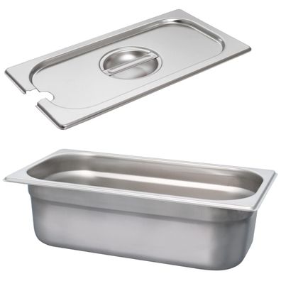 Schneider GN-Behälter 1/3 Set Deckel mit Löffelmulde Edelstahl 100 mm Gastronorm