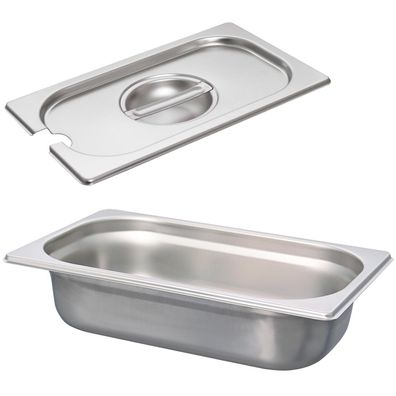Schneider GN-Behälter Set 1/4 Deckel mit Löffelmulde Edelstahl 65 mm Gastronorm
