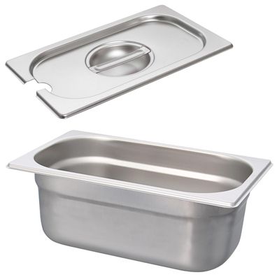 Schneider GN-Behälter Set 1/4 Deckel mit Löffelmulde Edelstahl 100 mm Gastronorm