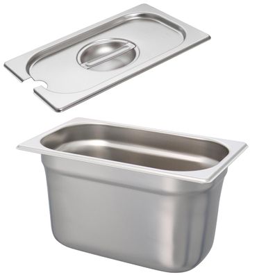 Schneider GN-Behälter Set 1/4 Deckel mit Löffelmulde Edelstahl 150 mm Gastronorm