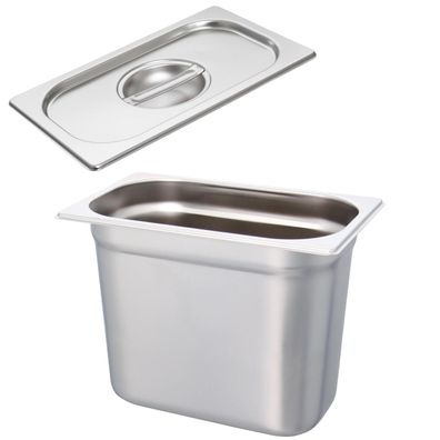 Schneider GN-Behälter 1/4 & Deckel Gastro Set Edelstahl 200mm Gastronorm Einsatz