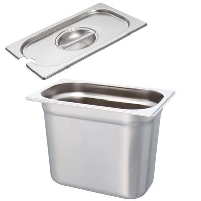 Schneider GN-Behälter Set 1/4 Deckel mit Löffelmulde Edelstahl 200 mm Gastronorm