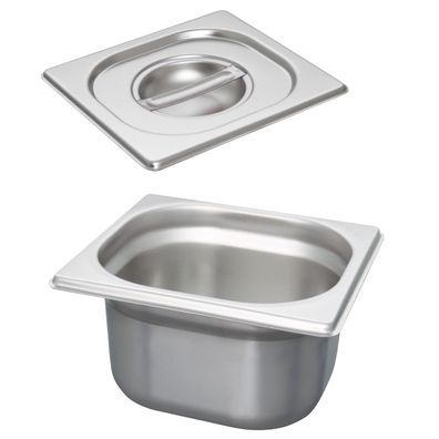 Schneider Gastro-Behälter 1/6 Set mit Deckel Edelstahl 100 mm Gastronorm Einsatz