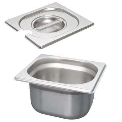 Schneider GN-Behälter 1/6 Set Deckel mit Löffelmulde 100 mm Edelstahl Gastronorm