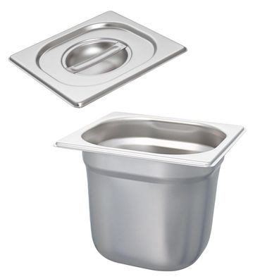 Schneider Gastro-Behälter 1/6 Set mit Deckel Edelstahl 150 mm Gastronorm Einsatz