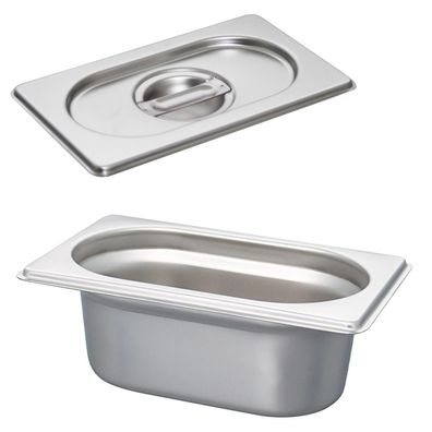 Schneider Gastro-Behälter 1/9 Set mit Deckel Edelstahl 65 mm Gastronorm Einsatz
