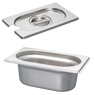 Schneider GN-Behälter 1/9 Set Deckel mit Löffelmulde 60 mm Edelstahl Gastronorm