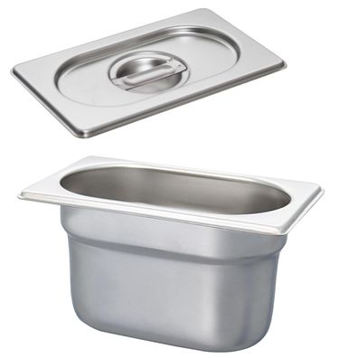 Schneider Gastro-Behälter 1/9 Set mit Deckel Edelstahl 100 mm Gastronorm Einsatz