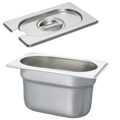 Schneider GN-Behälter 1/9 Set Deckel mit Löffelmulde 100 mm Edelstahl Gastronorm