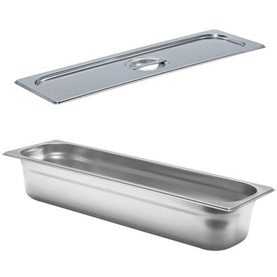 Schneider Gastro-Behälter 2/4 Set mit Deckel Gastronorm Einsatz 100 mm Edelstahl