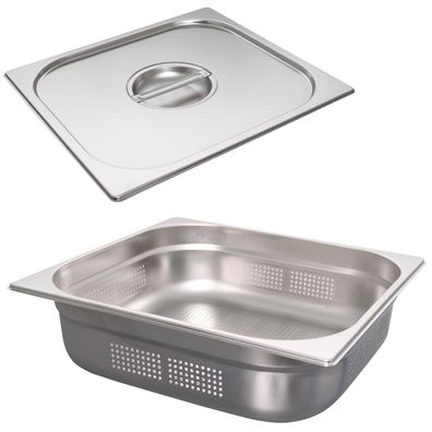 Schneider GN-Behälter 2/3 & Deckel 100 mm Gastro Einsatz Boden- & Seitenlochung