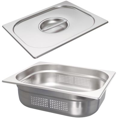 Schneider GN-Behälter 1/2 & Deckel 100 mm Gastro Einsatz Boden- & Seitenlochung