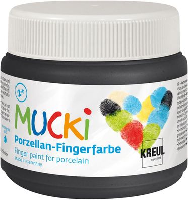 KREUL 26306 - MUCKi Porzellan-Fingerfarbe Nachtschwarz, 150 ml