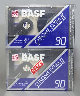 2er Pack BASF Chrome Extra II Kassette Leerkassette 90min NEU Originalverpackt
