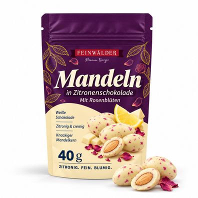 Feinwälder® Zitronenmandeln mit Rosenblüten – 40 g Mini-Probierpackung
