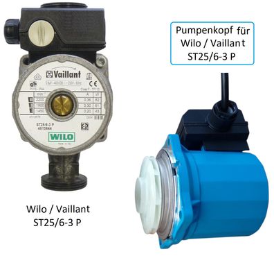 Pumpenkopf Ersatz Motor für Wilo / Vaillant ST25/6 Heizungspumpe Umwälzpumpe - 6m