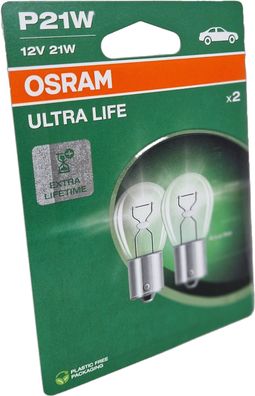 P21W OSRAM Ultra Life Extra Lifetime bis zu 4 fache Lebensdauer 2er 7506ULT-2BL
